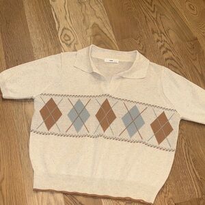 FOUND Anthropologie Argyle Patterned Sweater